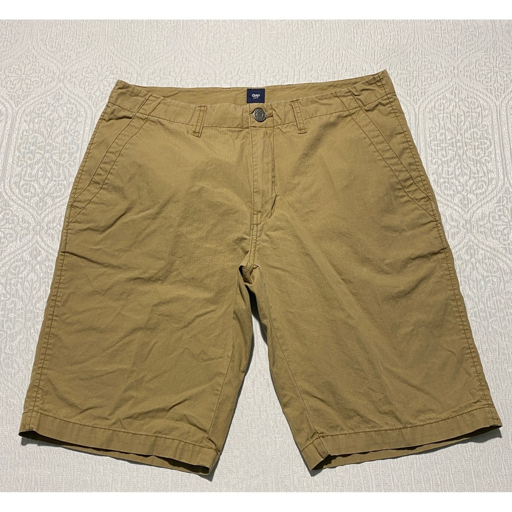 Gap Mens 32 Khaki Brown Ripstop Cotton Chino Shorts Casual Outdoor